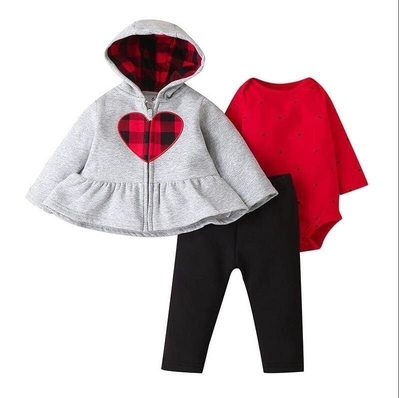 Carter's 3 PC checkered heart hood set