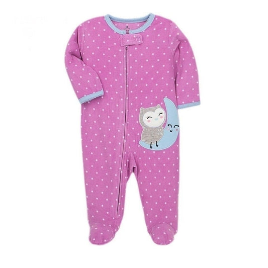Carter's fleece footed polka dots moon onesie