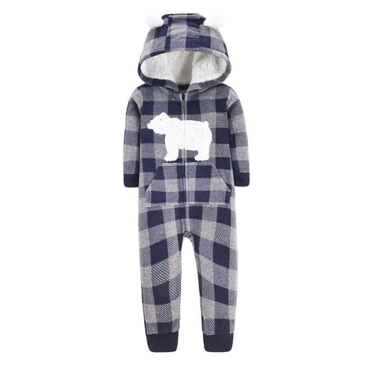 Carter's fleece hooded plaid Bear bodysuit