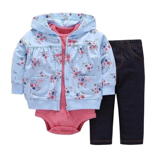 Carter's 3 PC cute baby blue floral hood set