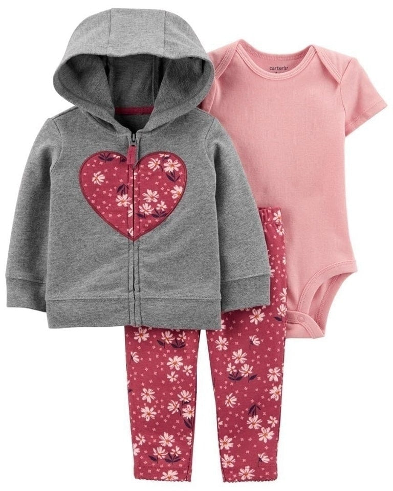 Carter's floral heart hood set