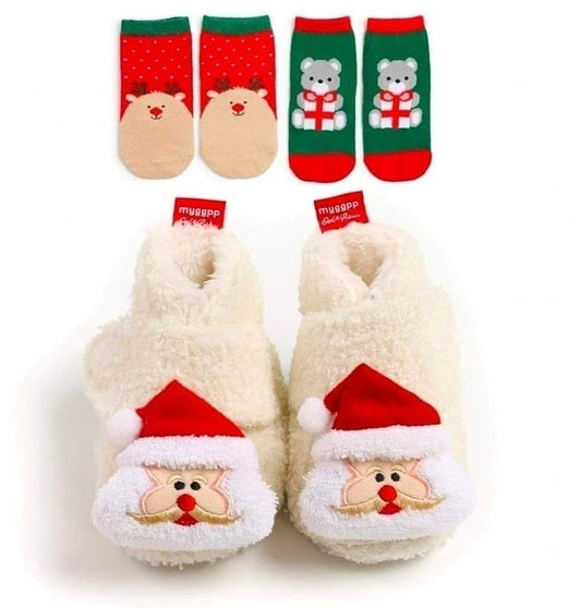 Hudson Santa character fur winter boots with matching  2 pairs of scoks