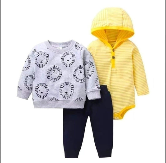 Carter's 3 PCS Lion character sweatshirt with hooded romper set