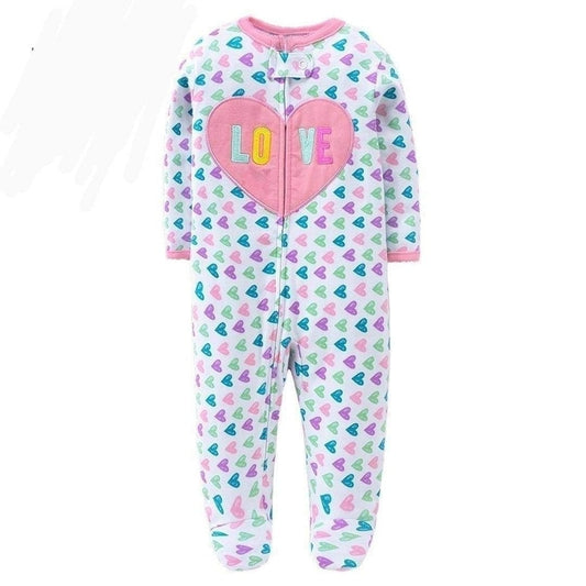 Carter's Spring cotton cute hearts footed zipper bodysuit