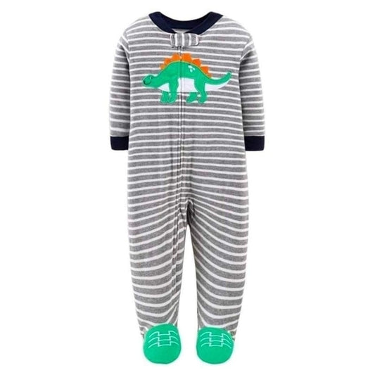 Carter's Spring cotton striped Dino character footed bodysuit