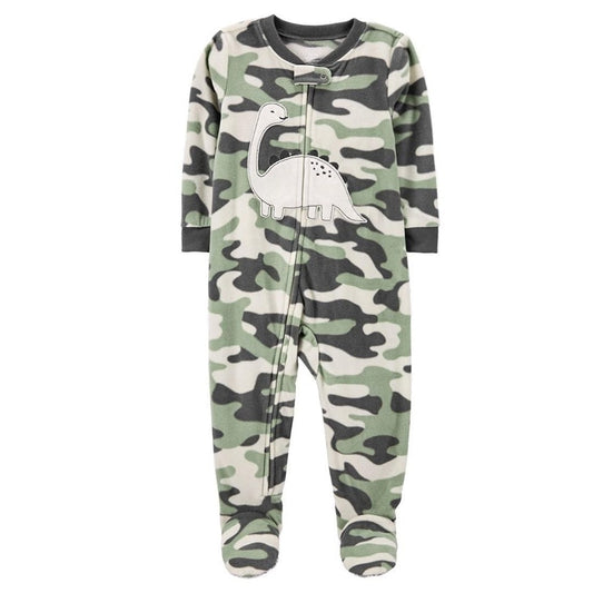 Carter's fleece footed camouflage Dino onesie