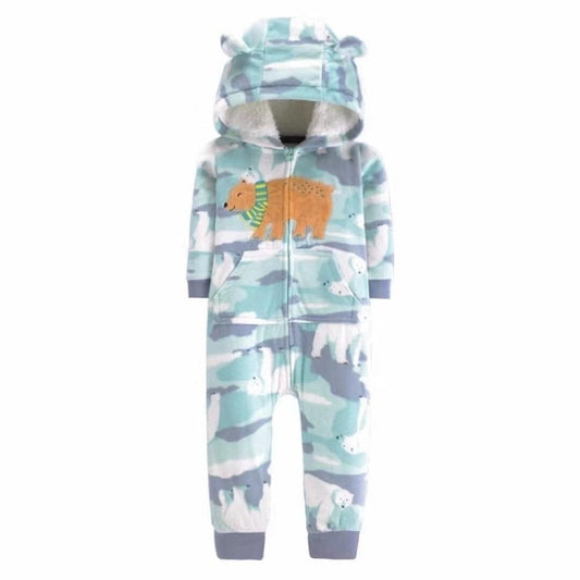 Carter's fleece hooded Bear character bodysuit
