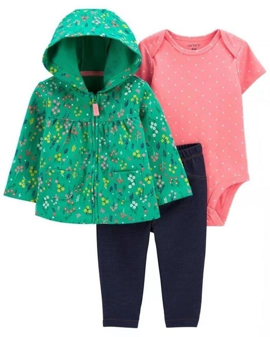 Carter's 3 PC floral garden hood set