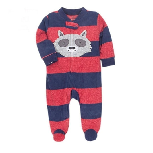 Carter's fleece footed striped Raccoon onesie