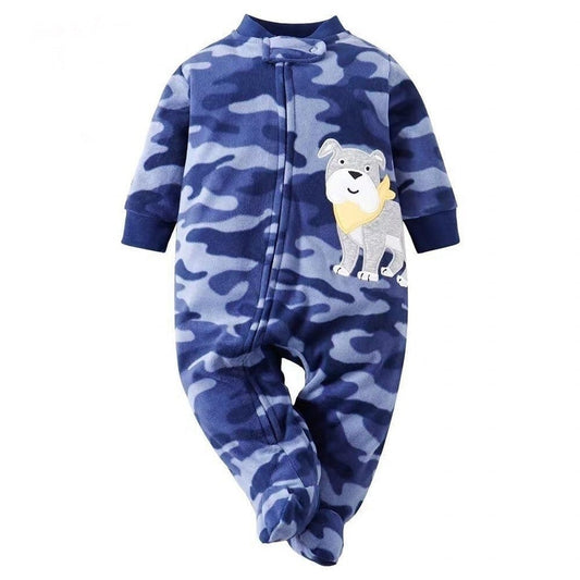 Carter's fleece footed camouflage Dog onesie