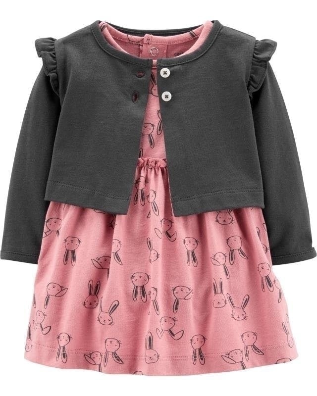Carter's 2 PC Bunny dress with cardigan