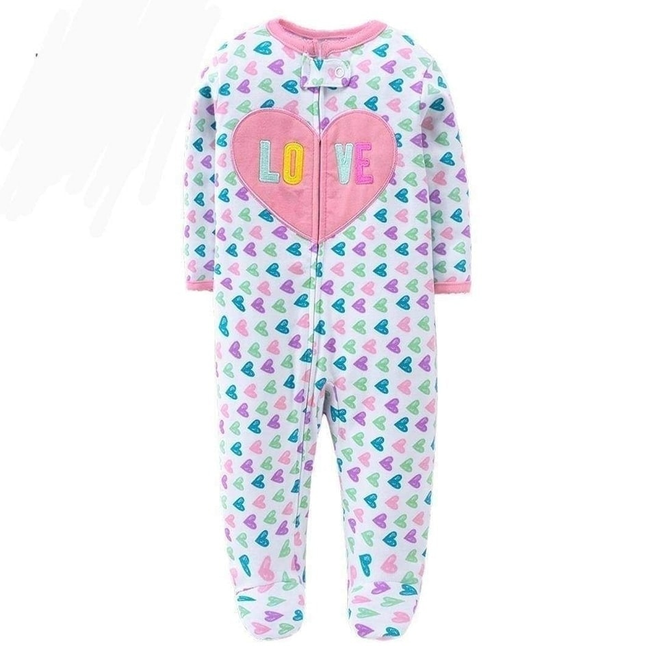 Carter's Spring cotton cute hearts footed zipper bodysuit