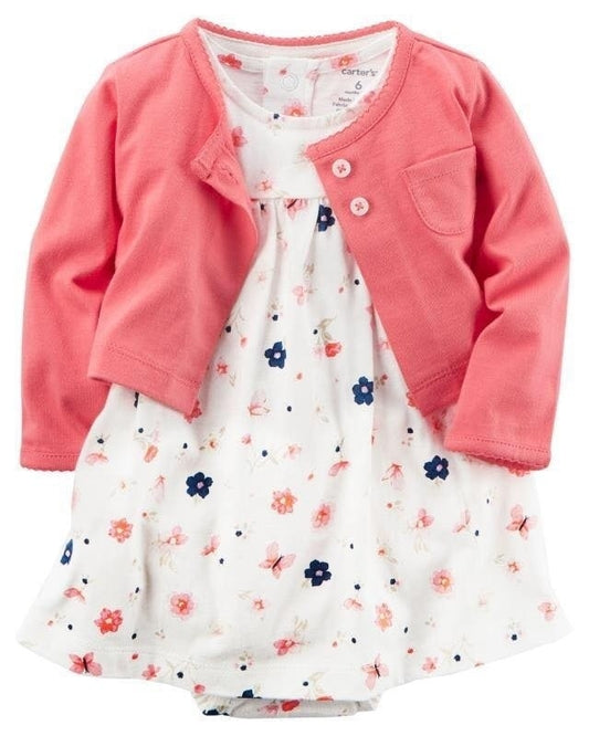 Carter's 2 PC Floral Dress with Cardigan